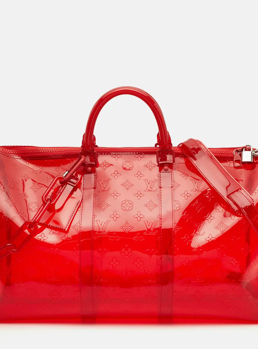 Louis Vuitton Keepall Bandouliere 50 Red Monogram PVC Duffel Bag