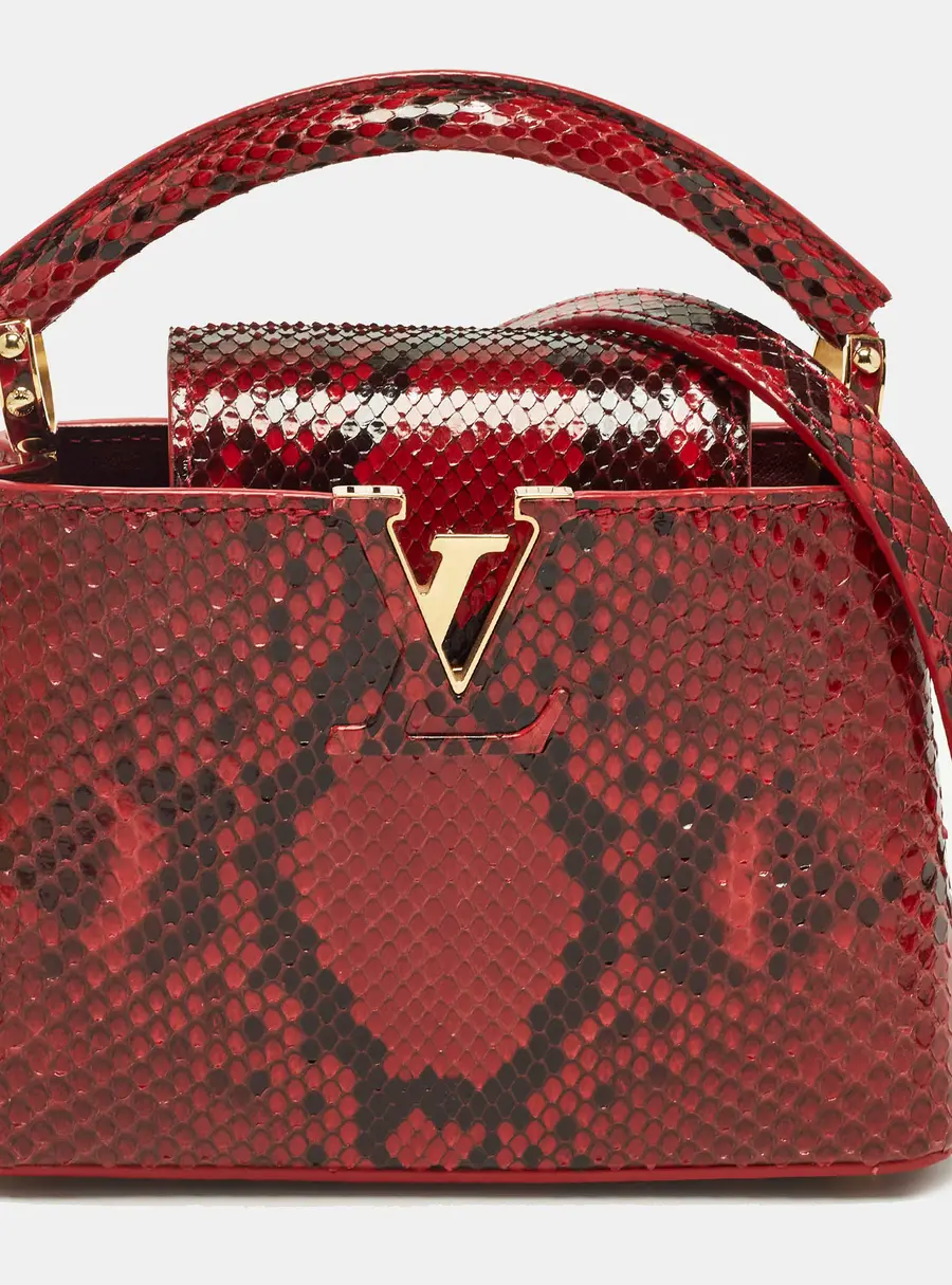 Louis Vuitton Capucines Mini Red Python Top Handle Bag