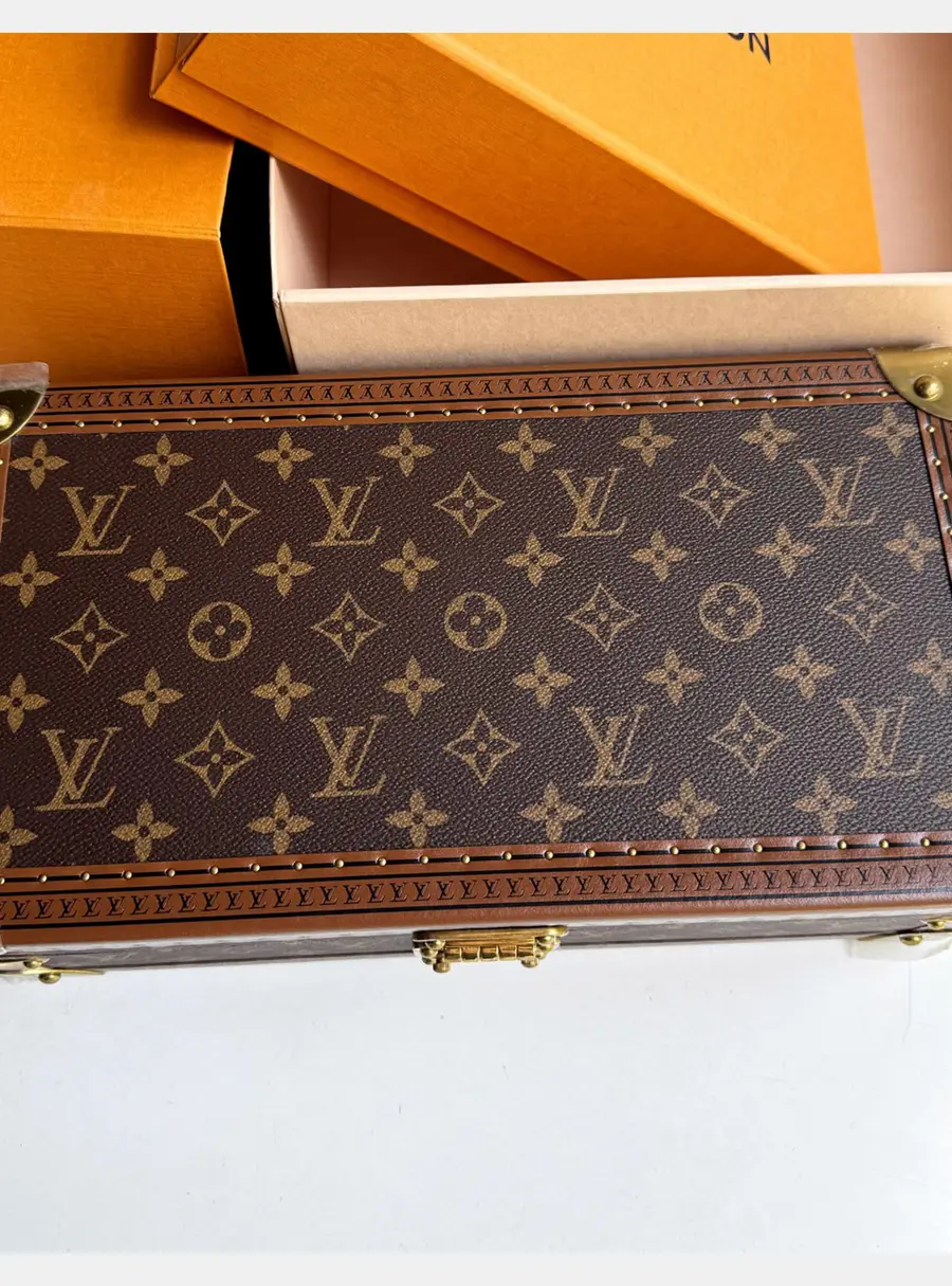 Louis Vuitton Watch Case Brown Monogram Canvas Box Bag