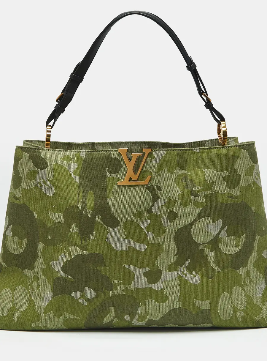 Louis Vuitton x Takashi Murakami ArtyCapucines XXL Khaki Camouflage Denim Shoulder Bag