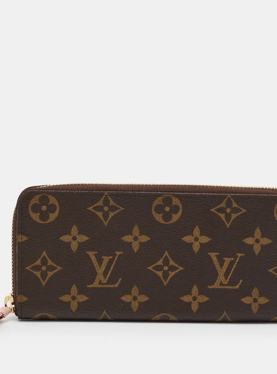 Louis Vuitton Clemence Rose Ballerine Monogram Canvas Zip Around Wallet