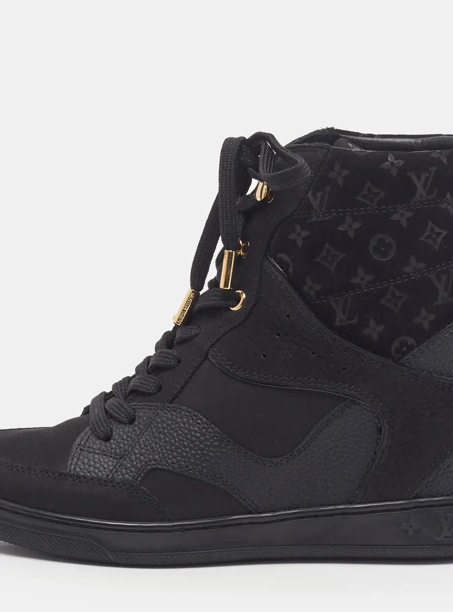 Louis Vuitton Cliff Size 35 Black Nubuck Leather Wedge Sneakers