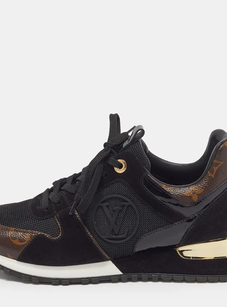 Louis Vuitton Run Away Size 37.5 Black/Brown Monogram Canvas and Mesh Low Top Sneakers