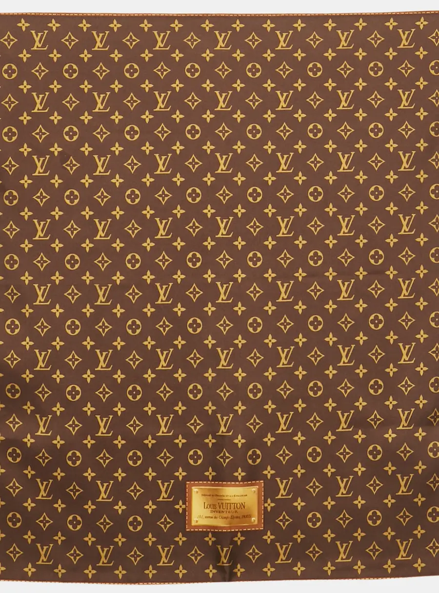 Louis Vuitton Brown Monogram Silk Square Scarf