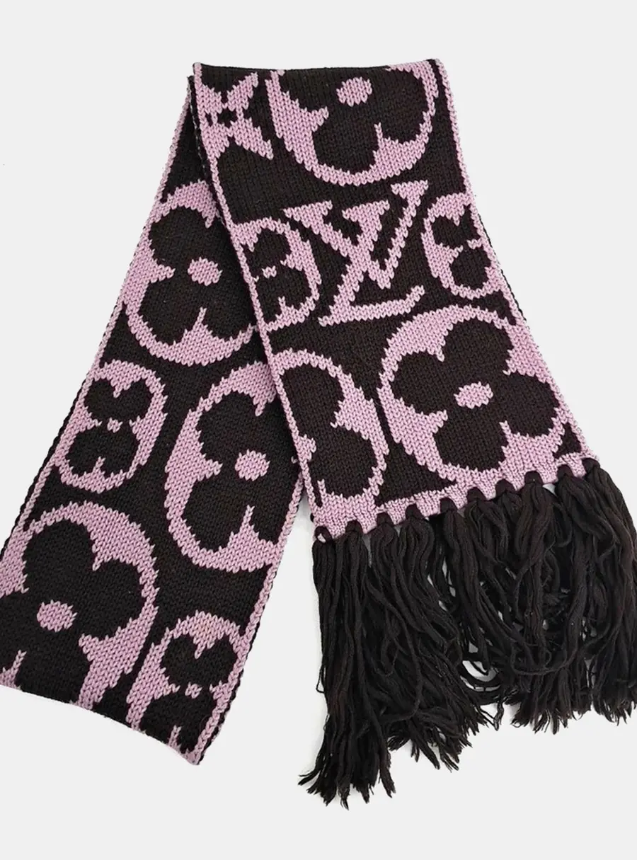 Louis Vuitton wool Purple tones & brown muffler