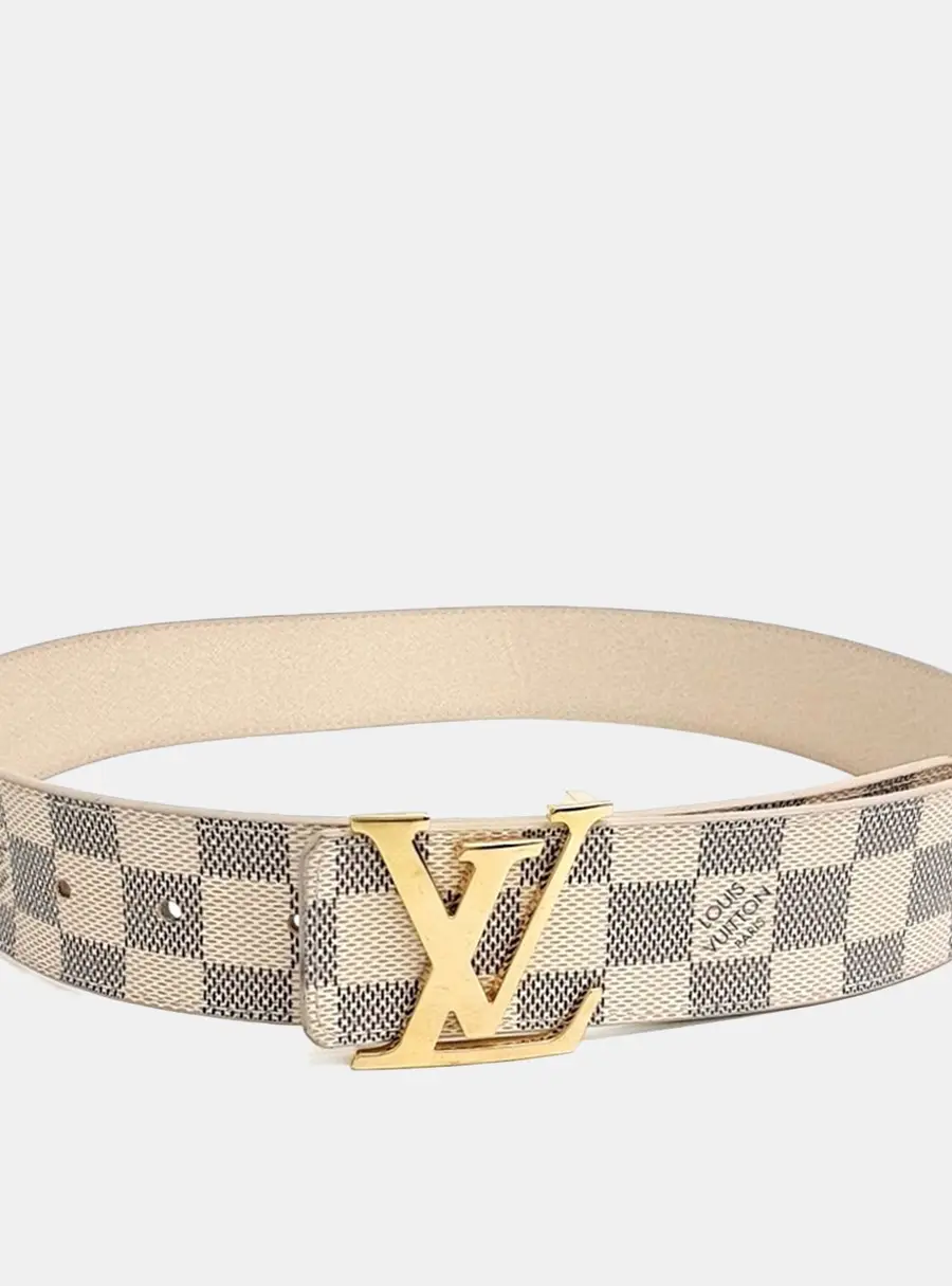 Louis Vuitton Azure Beige Coated Canvas Belt GHW