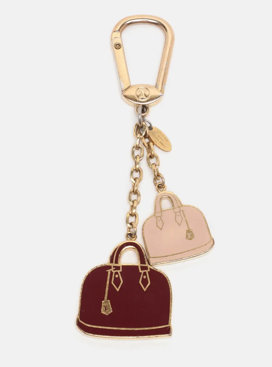Louis Vuitton Burgundy/Pink Gold Tone Iconic Alma Bag Charm and Key Chain