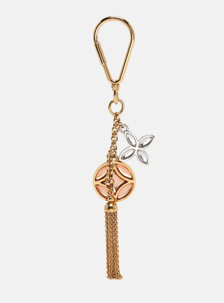 Louis Vuitton Monogram Crystal Gold Metal Finish Tassel Key Holder and Bag Charm