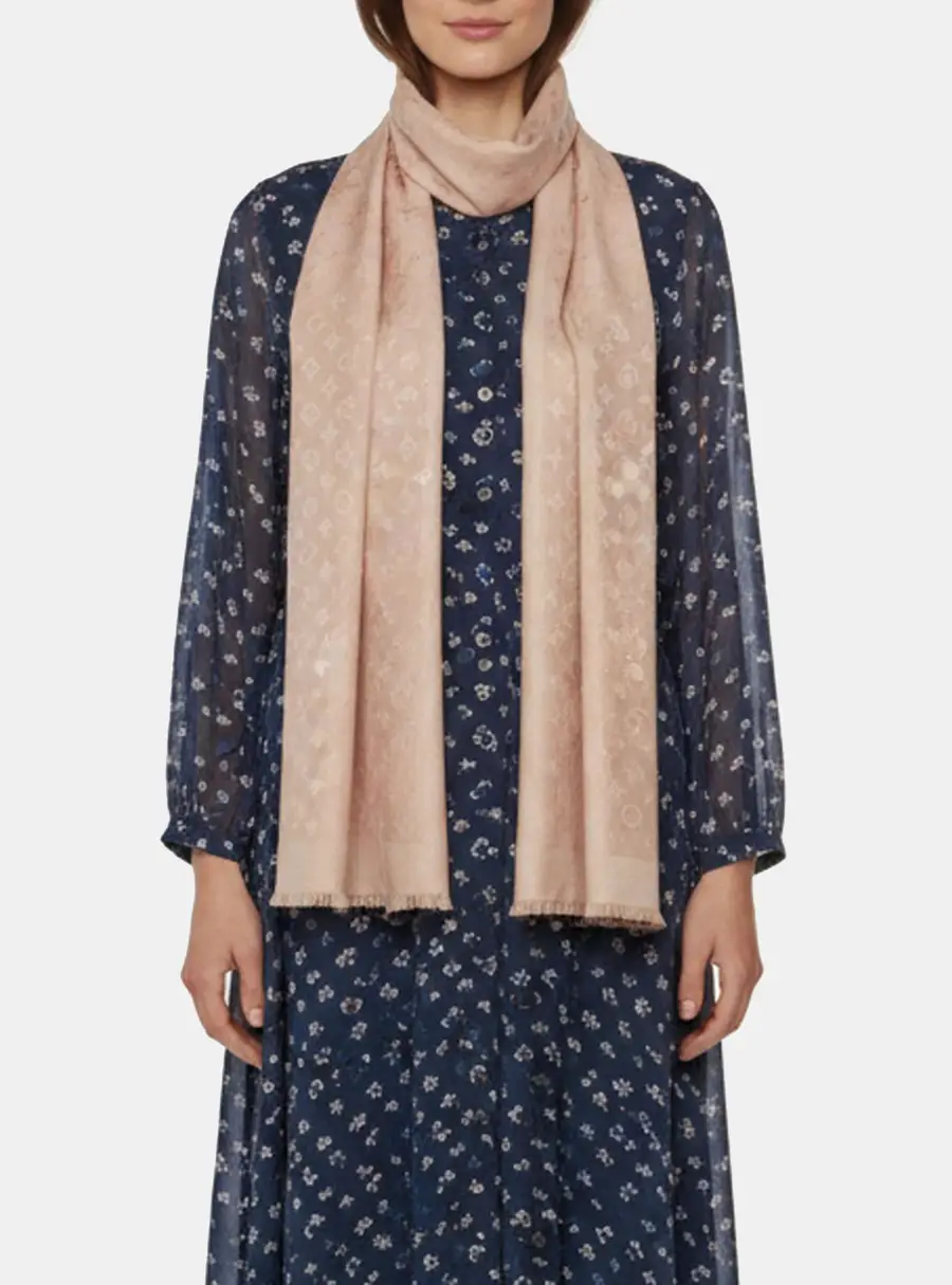 Louis Vuitton Pink Silk Blend Jacquard Monogram Shawl
