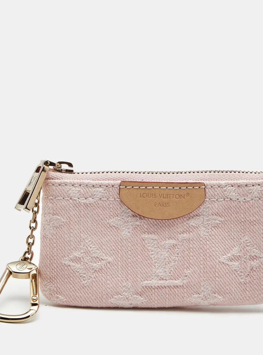 Louis Vuitton Key Pouch Washed Pink Monogram Denim