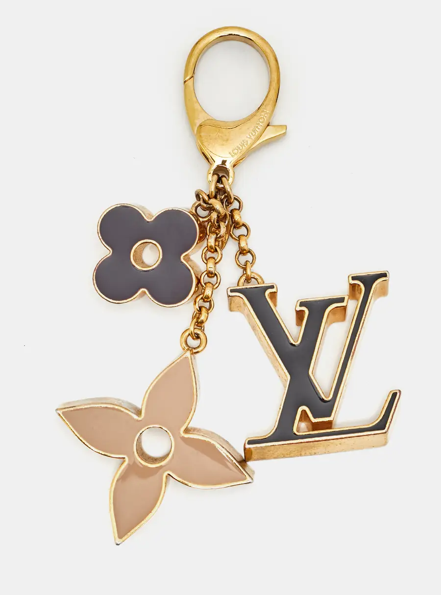 Louis Vuitton Fleur De Monogram Enamel Gold Tone Bag Charm Enamel