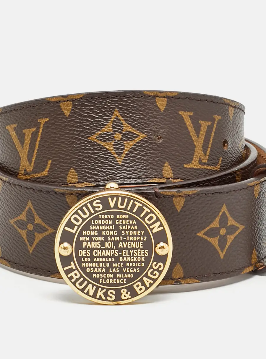 Louis Vuitton Trunks and Bags 90CM Round Buckle Belt Monogram Canvas