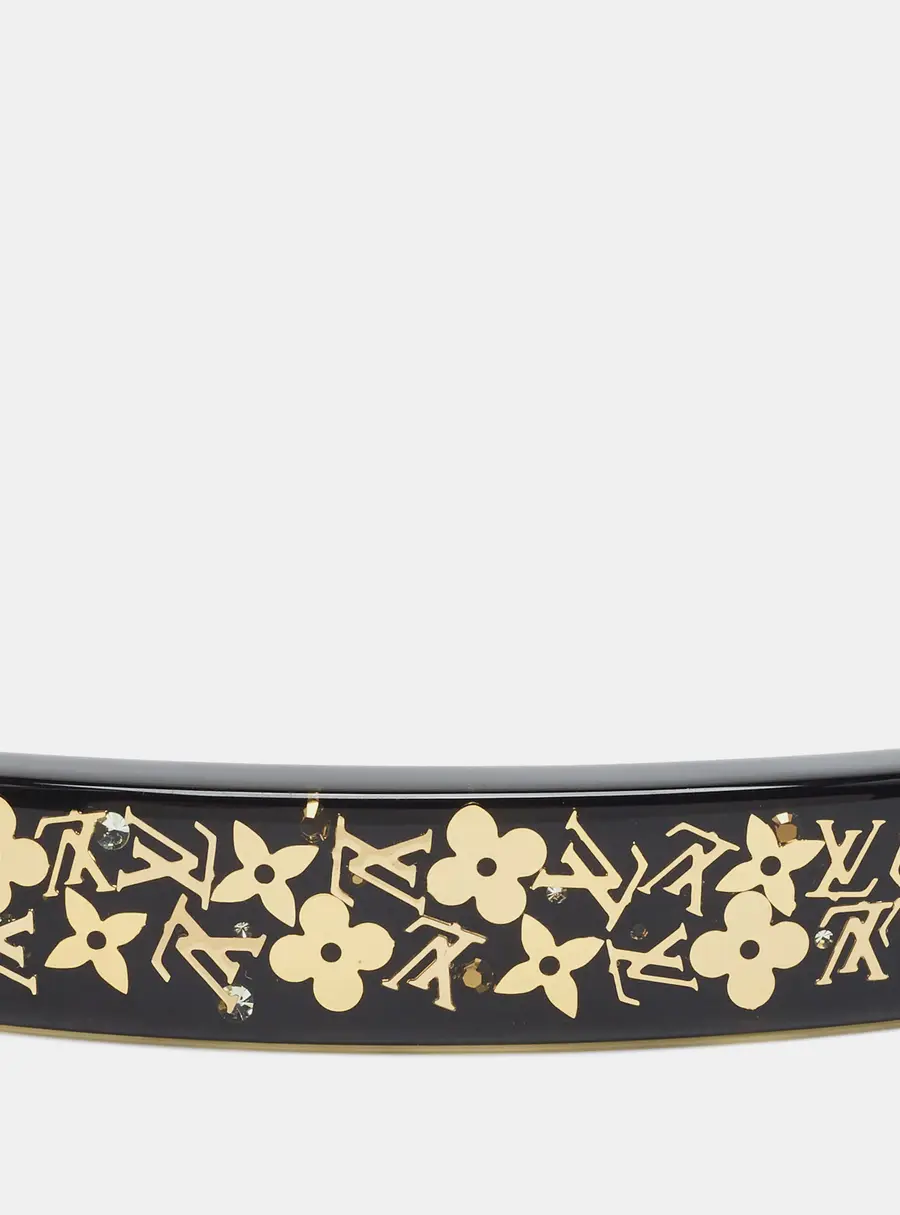 Louis Vuitton Monogram Inclusion Barrette Crystals Resin Gold Tone Hair Clip