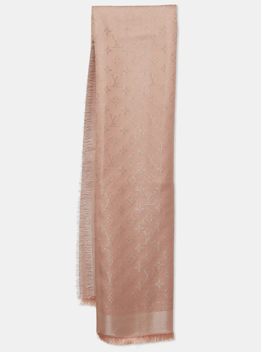 Louis Vuitton Rose Pink Monogram Silk Square Scarf