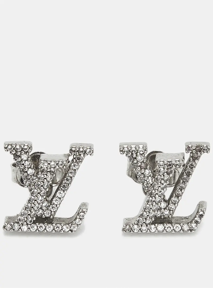 Louis Vuitton LV Iconic Crystal Silver Tone Stud Earring