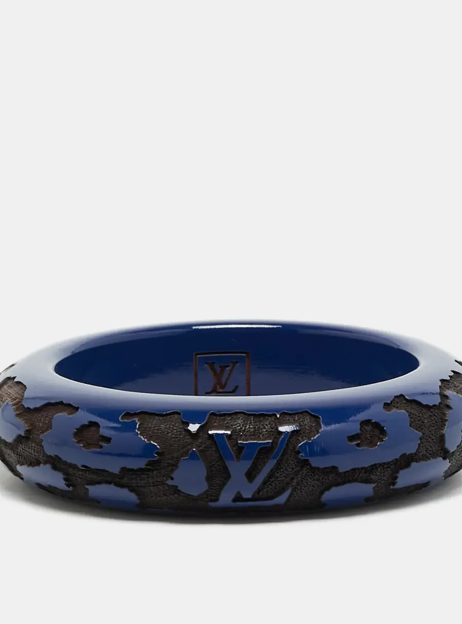 Louis Vuitton Blue Lacquer & Wood Bangle Bracelet