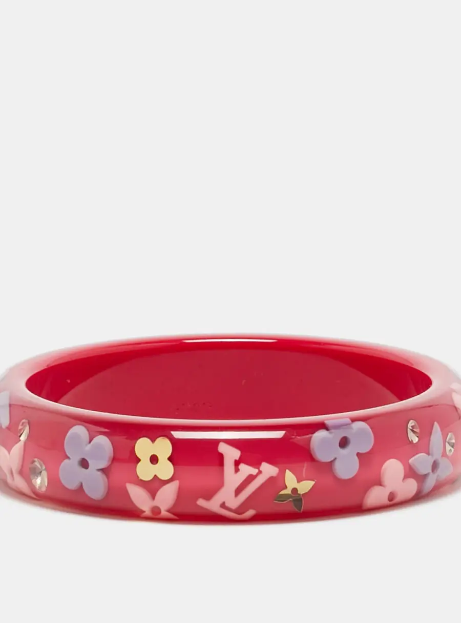 Louis Vuitton Monogram Inclusion Resin Crystals Gold Tone Bangle Bracelet