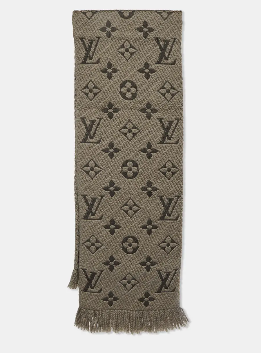 Louis Vuitton Brown Monogram Wool Blend Echarpe Logomania Scarf