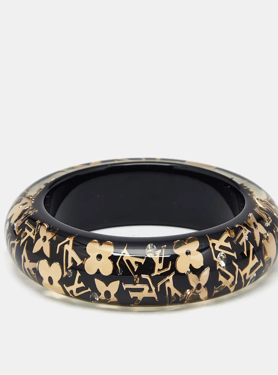 Louis Vuitton Monogram Inclusion Crystals Resin Gold Tone Bangle Bracelet