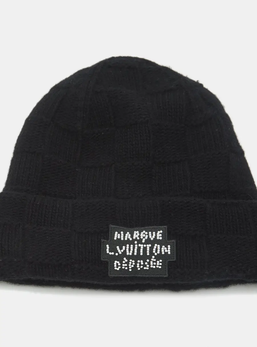 Louis Vuitton Black Pearls Wool Beanie S