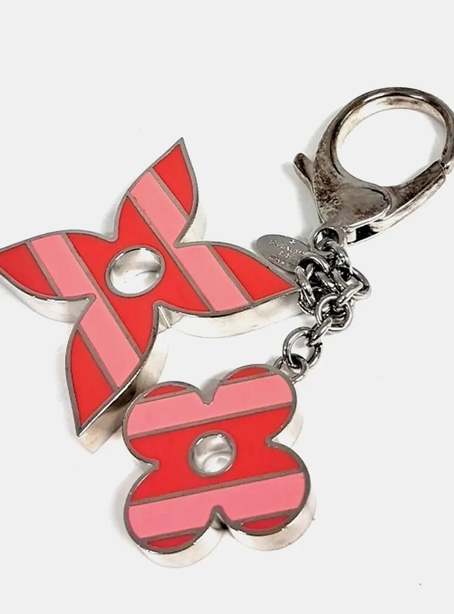 Louis Vuitton Sweet Stripe Flower Silver Keychain
