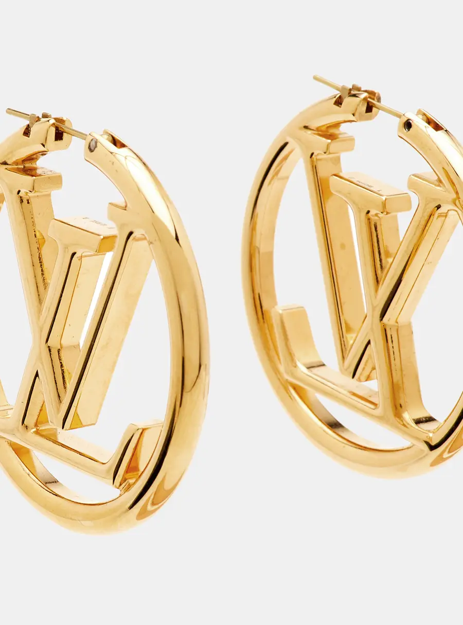 Louis Vuitton Louise Gold Tone Hoop Earrings