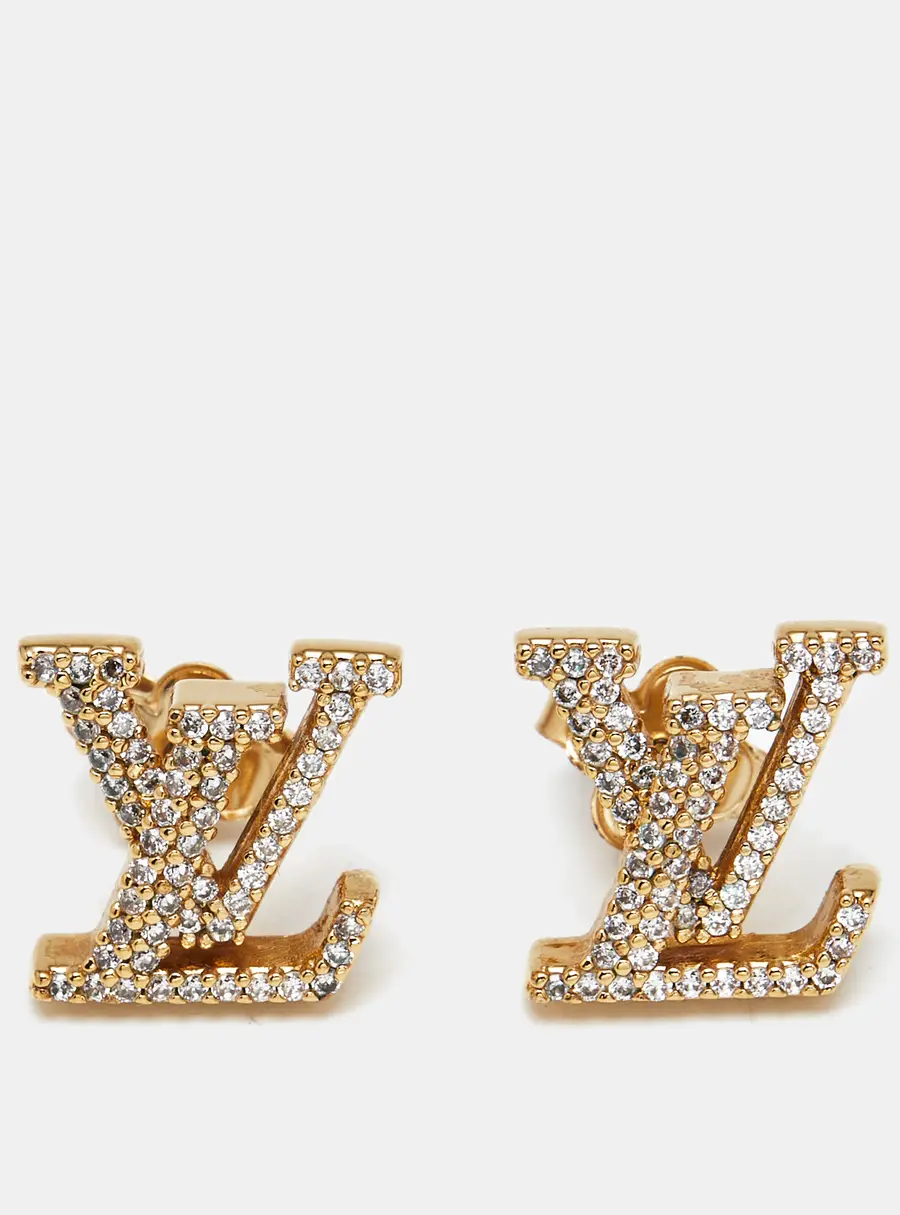 Louis Vuitton LV Iconic Crystals Gold Tone Earrings