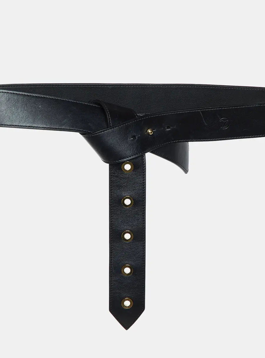 Louis Vuitton Tie The Knot 80CM Black Leather Eyelet Belt