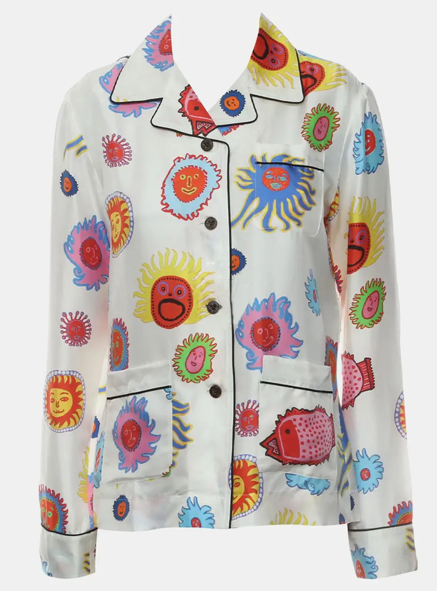 Louis Vuitton x Yayoi Kusama Multicolor Silk Printed Pajamas Shirt S
