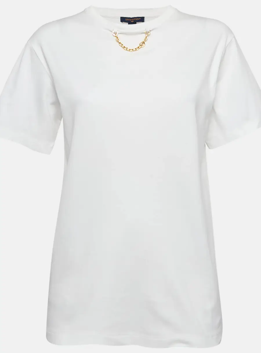 Louis Vuitton White Jersey Crew Neck T-Shirt S
