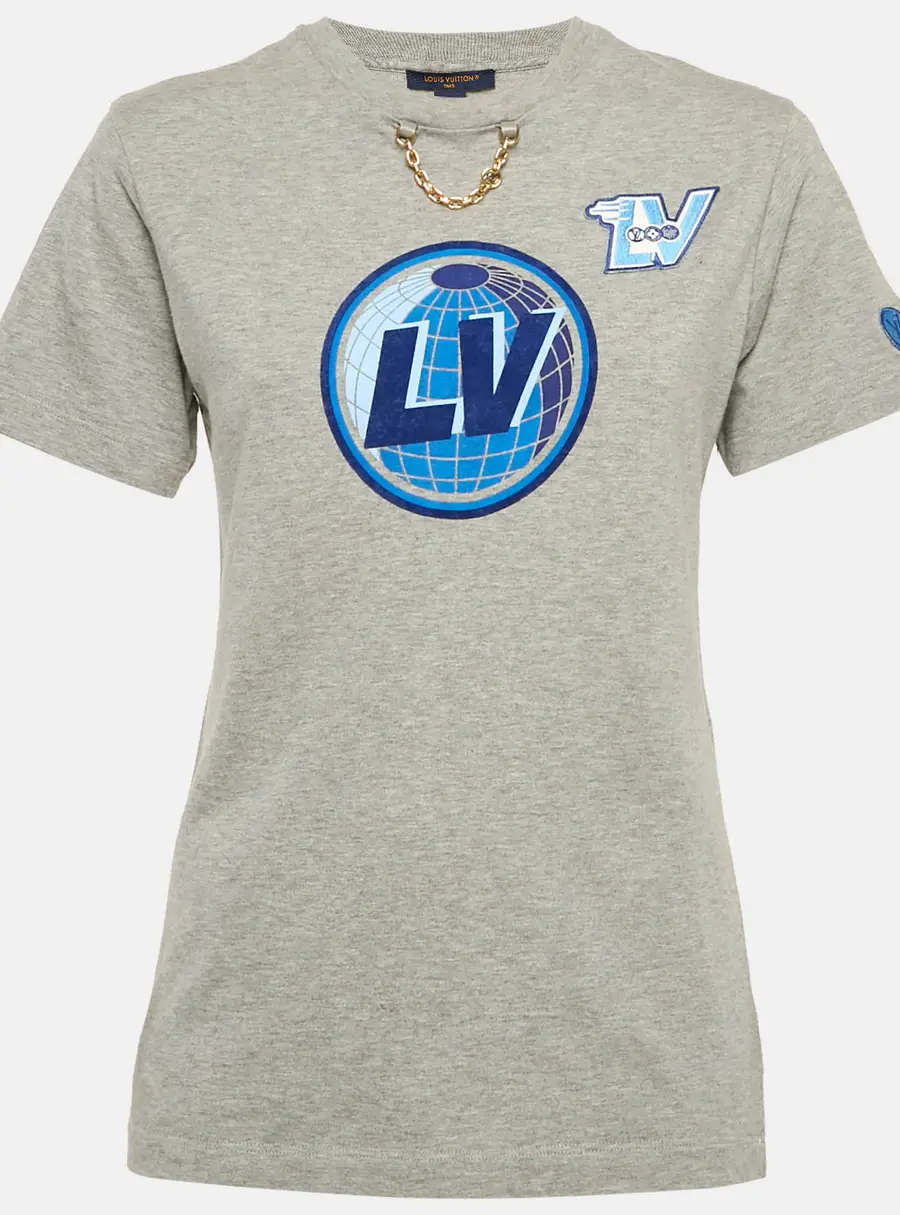 Louis Vuitton Grey Printed Jersey Crew Neck T-Shirt XS