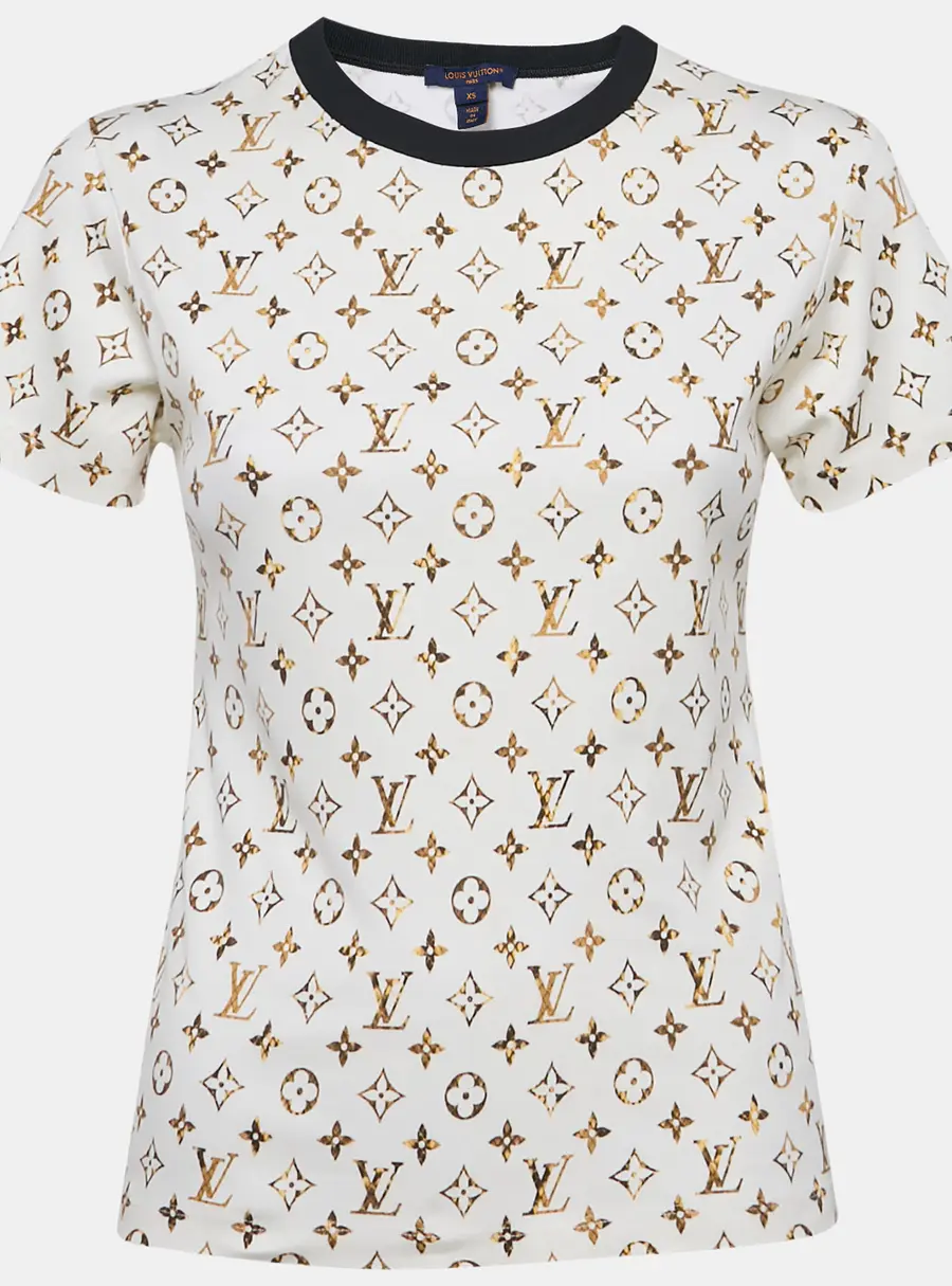 Louis Vuitton Cream Monogram Jersey Crew Neck T-Shirt XS