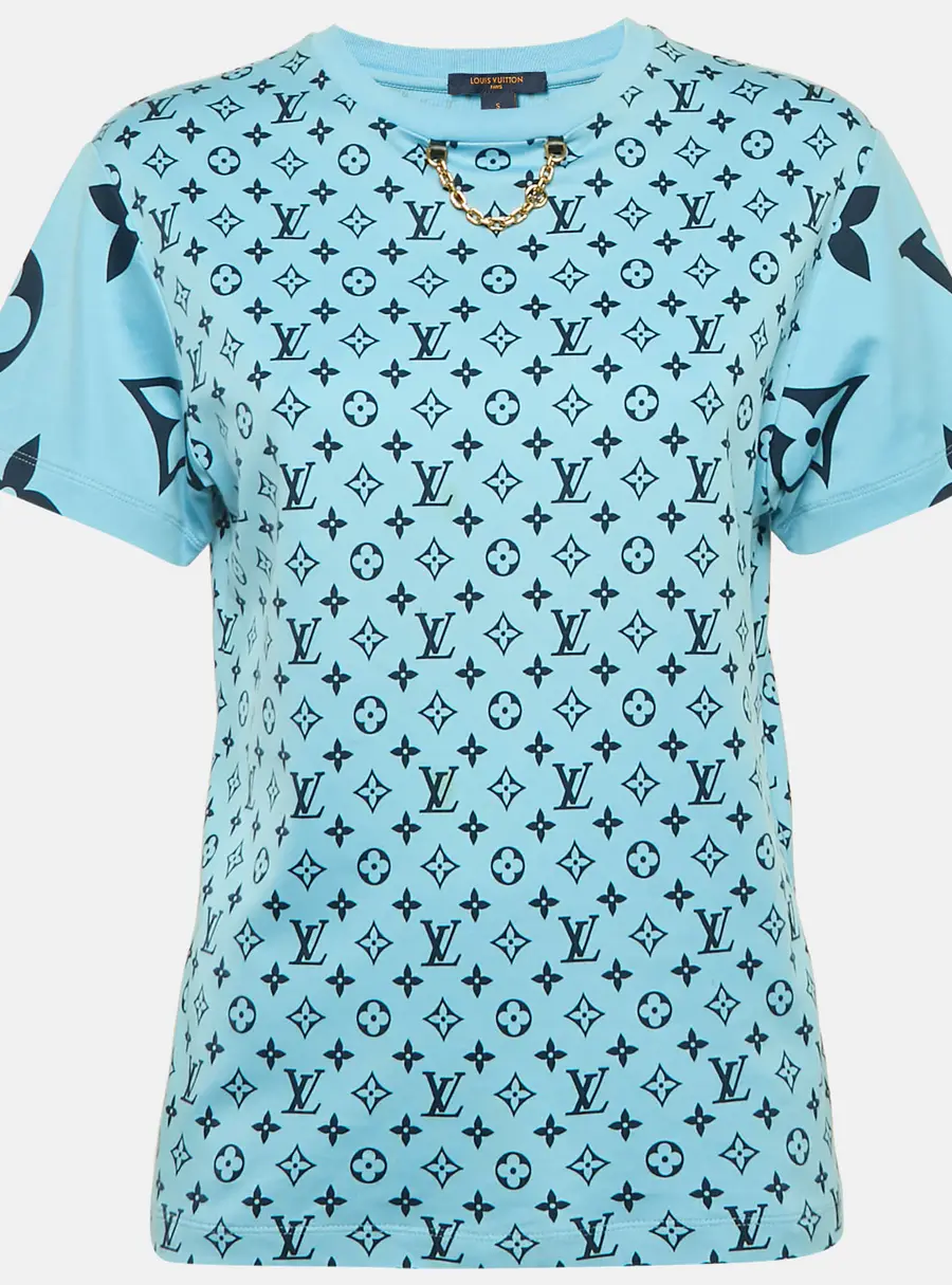 Louis Vuitton Blue Monogram Jersey Crew Neck T-Shirt S
