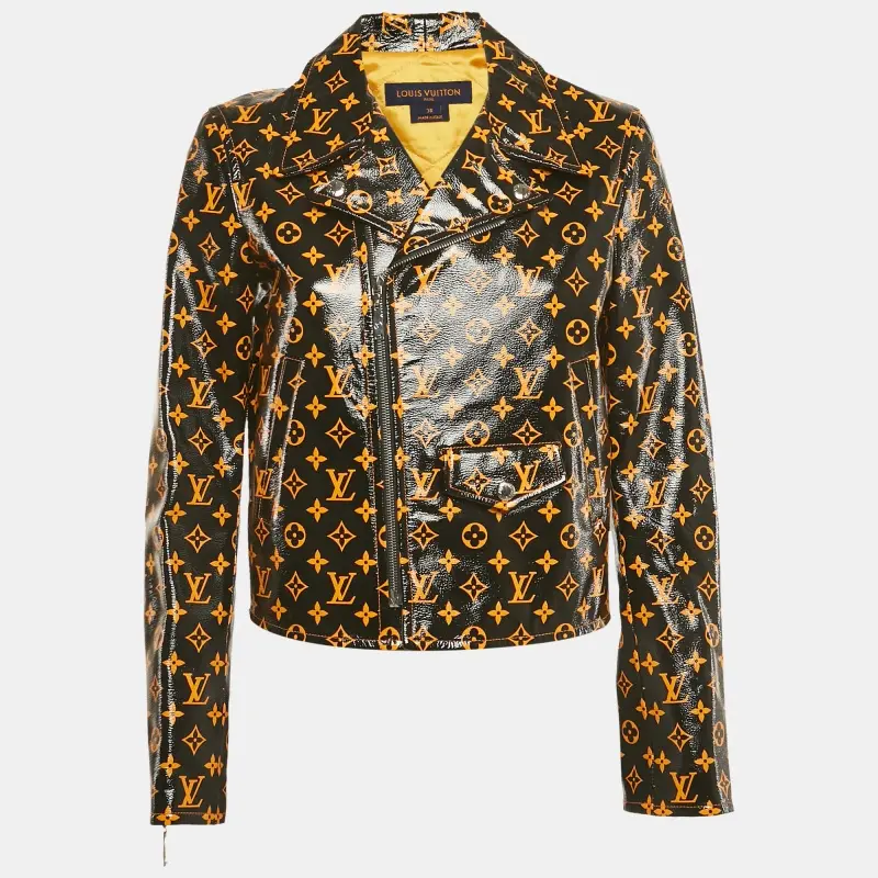 Louis Vuitton Brown Monogram Lamb Leather Biker Jacket M