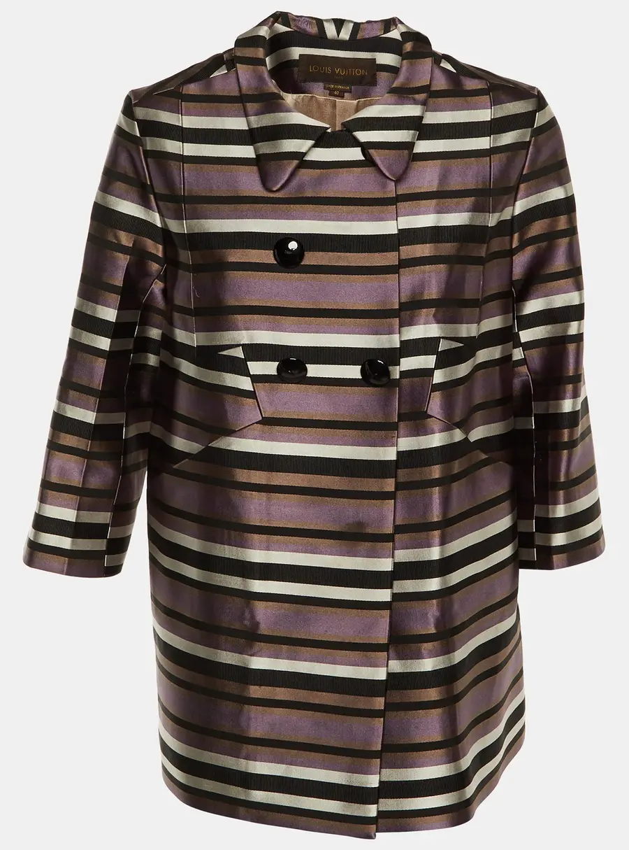 Louis Vuitton Multicolor Striped Silk & Cotton Double Breasted Jacket M