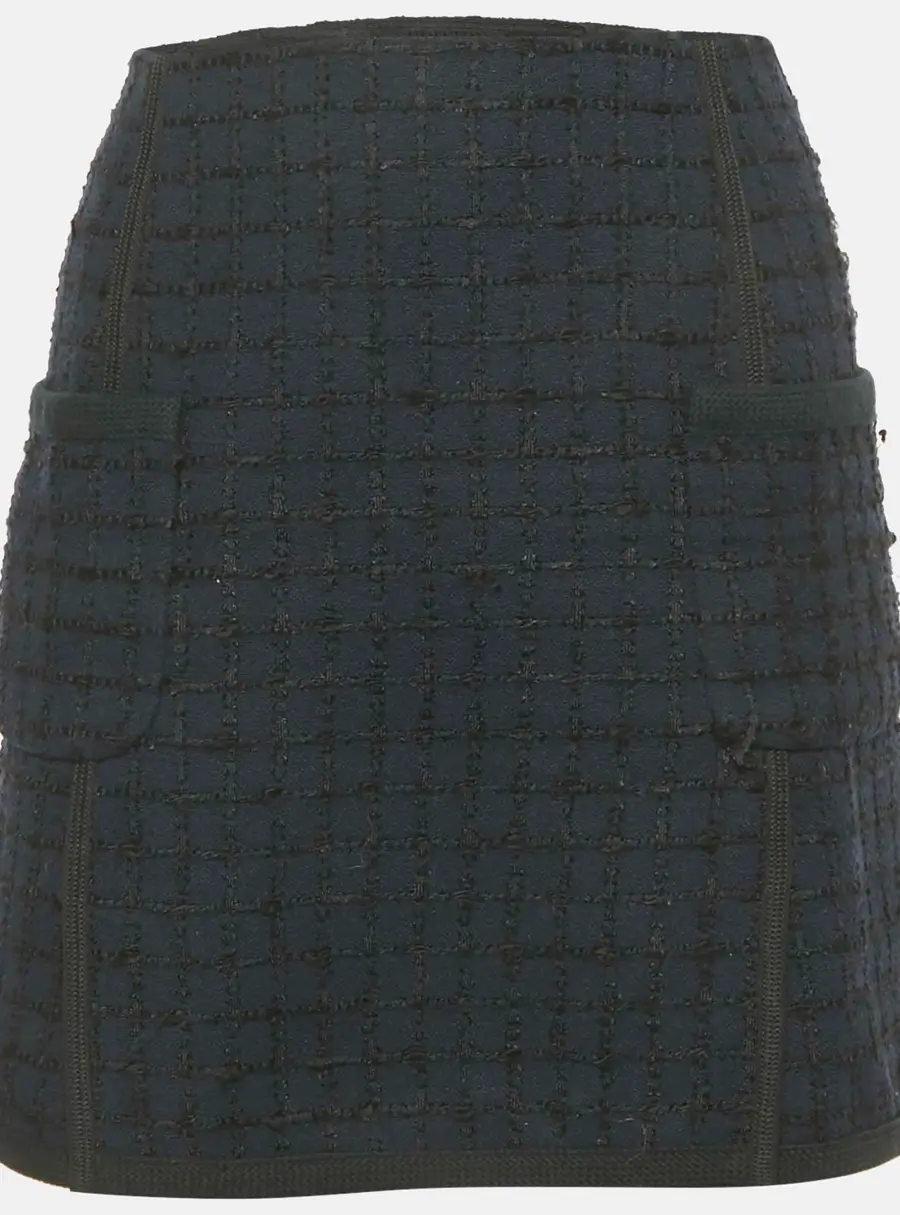 Louis Vuitton Navy Blue Tweed Mini Skirt M