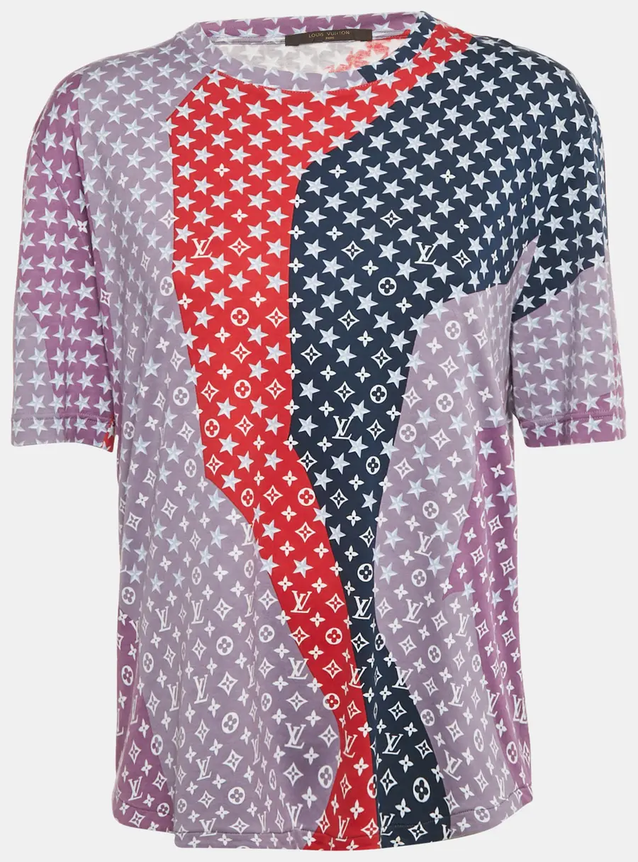 Louis Vuitton Purple Monogram Print Jersey T-Shirt L