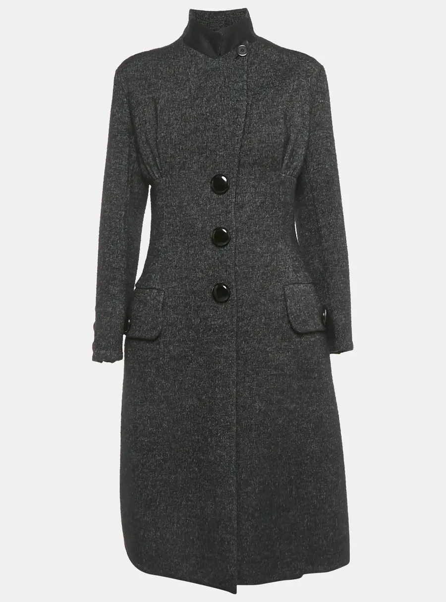 Louis Vuitton Black Wool Blend Gathered Waist Coat & Skirt Set M ( FR 38/ 40)