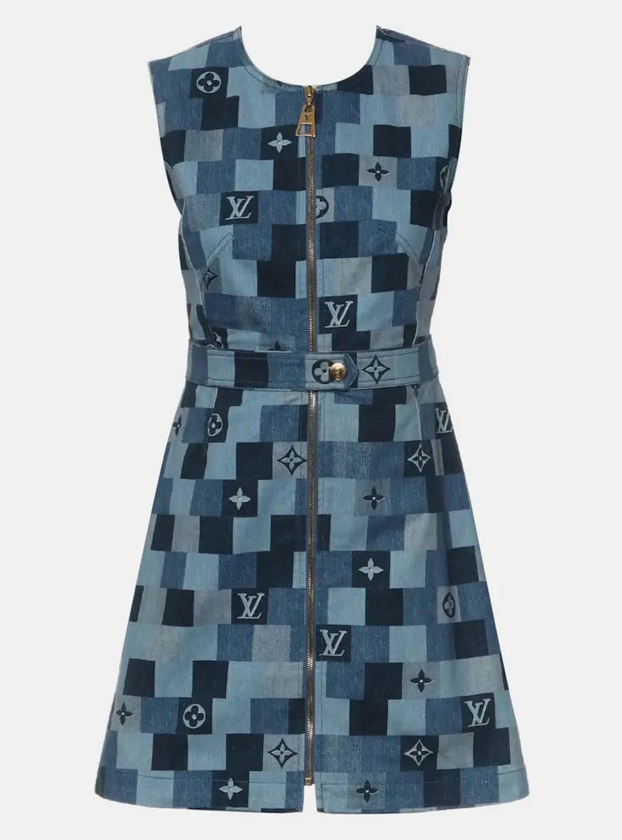 Louis Vuitton 2020 S/S Monogram Denim Sleeveless Dress Size M