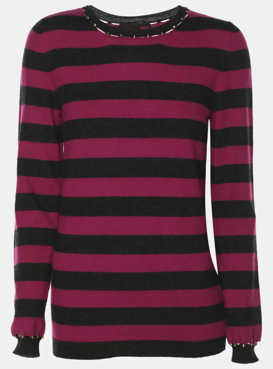 Louis Vuitton Purple/Black Stripe Cashmere Blend Sweatshirt M