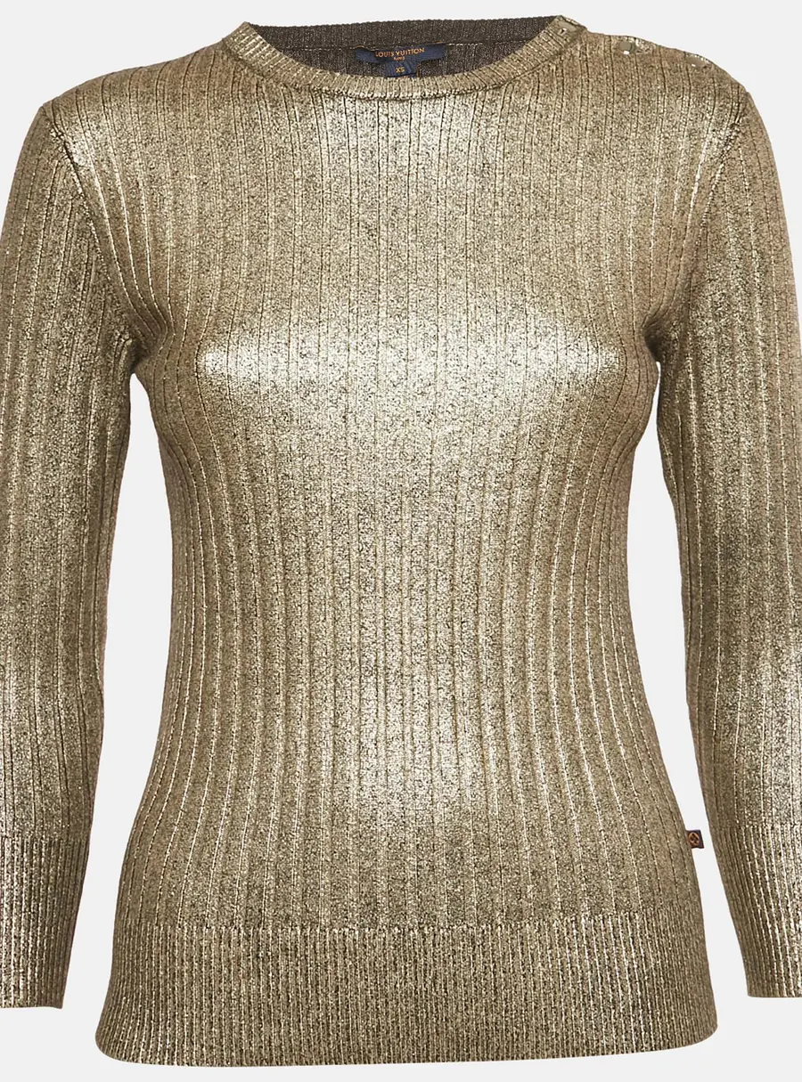 Louis Vuitton Metallic Rib Knit Pullover XS