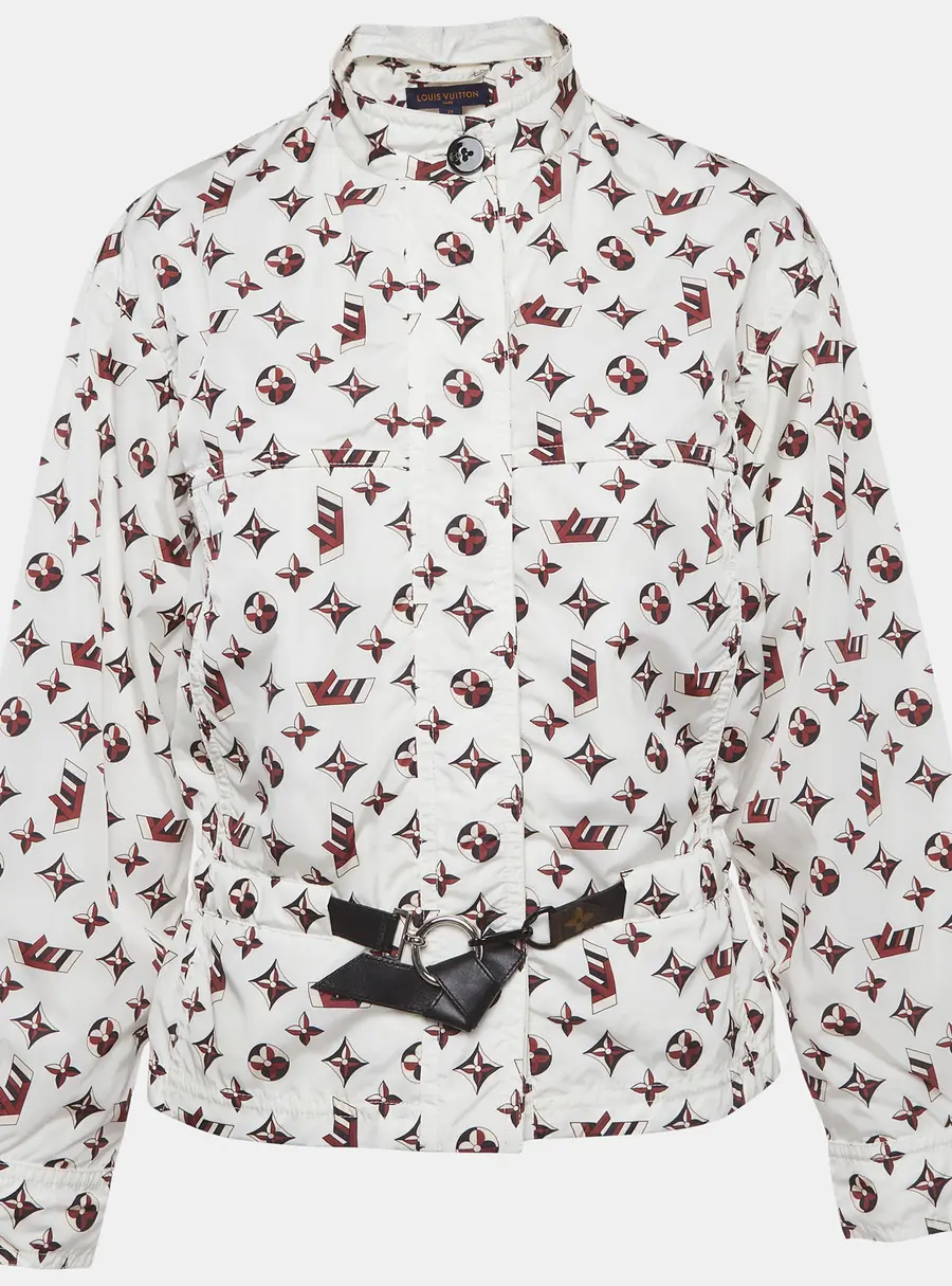 Louis Vuitton White Monogram Print Nylon Wind Breaker S