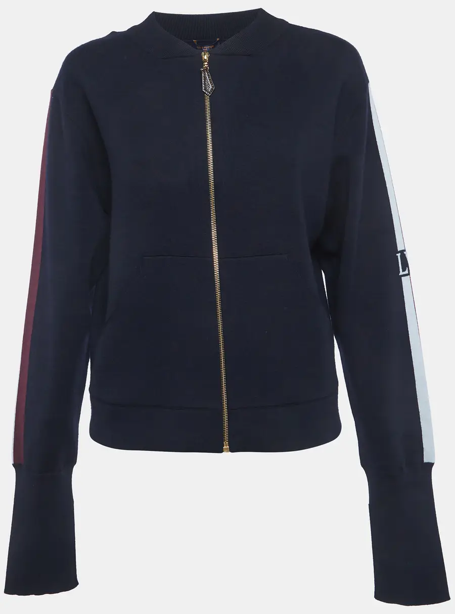Louis Vuitton Navy Blue Cashmere Knit Zip-Up Jacket S