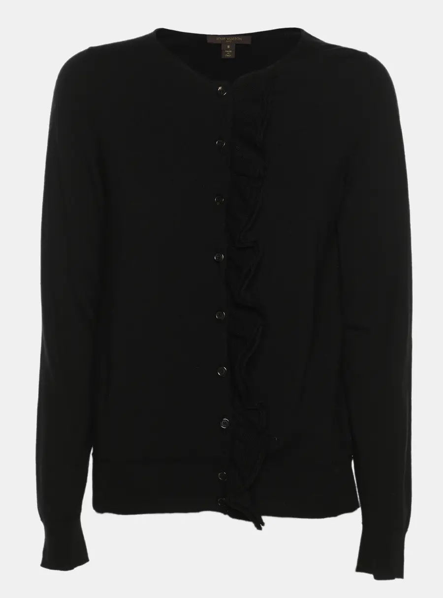 Louis Vuitton Black Knit Button Front Cardigan S