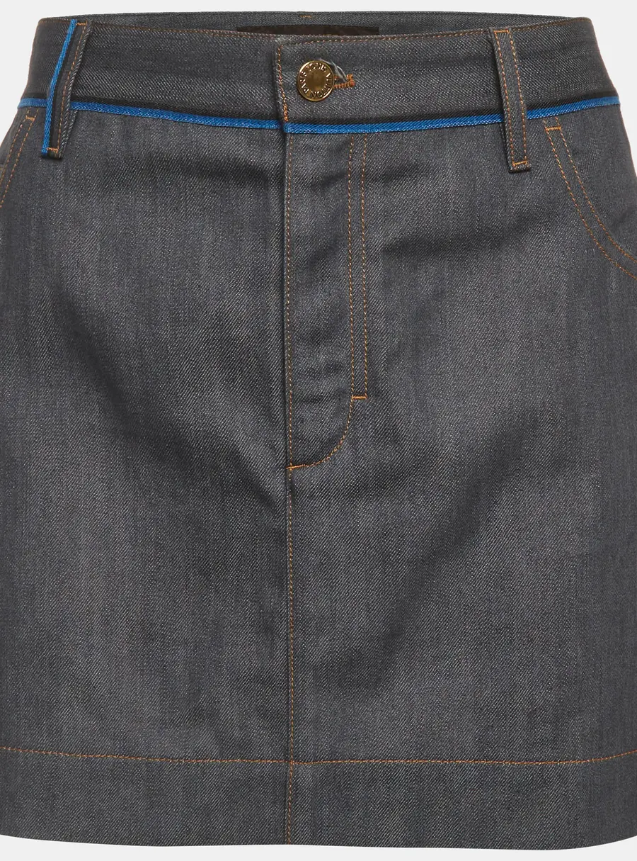 Louis Vuitton Grey Denim Mini Skirt L/Waist 34"