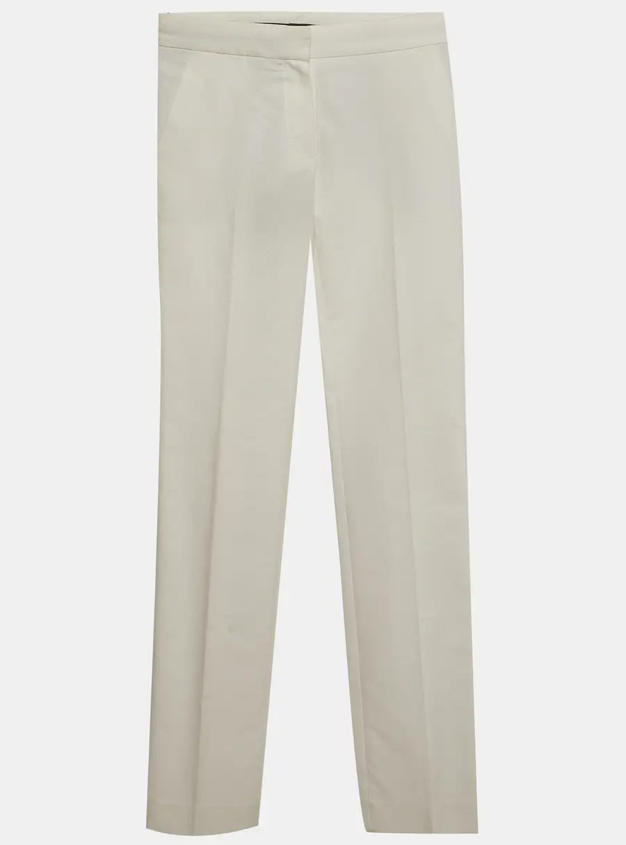 Louis Vuitton White Textured Cotton Trousers S