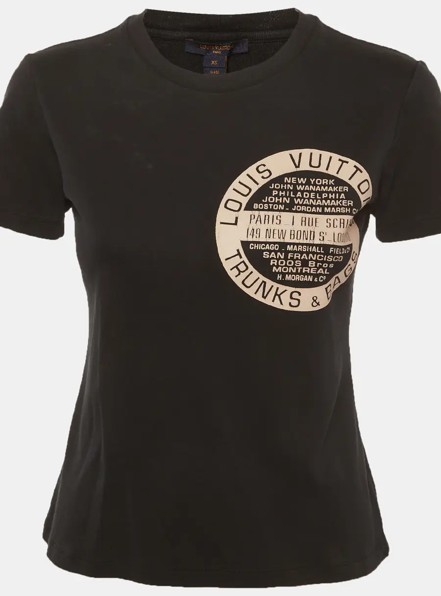 Louis Vuitton Black Printed Jersey Crew Neck T-Shirt XS