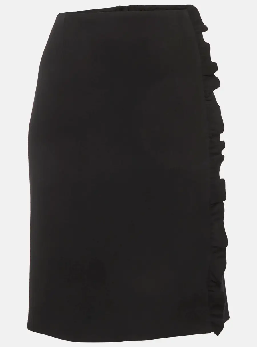 Louis Vuitton Black Wool Frilled Pencil Skirt M
