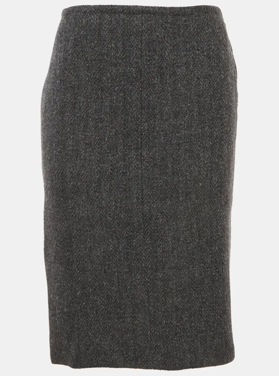 Louis Vuitton Grey Wool Blend Pencil Skirt M