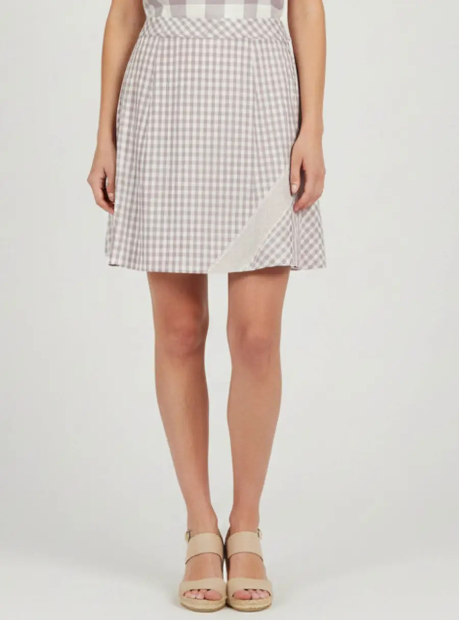 Louis Vuitton Pink/White Checkered Chiffon and Knit Midi Skirt L